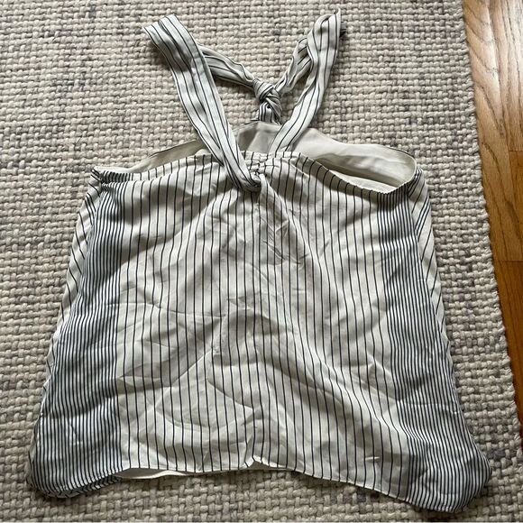 Reiss Brianna Striped Halter Top Green Cream 10 - Picture 5 of 5